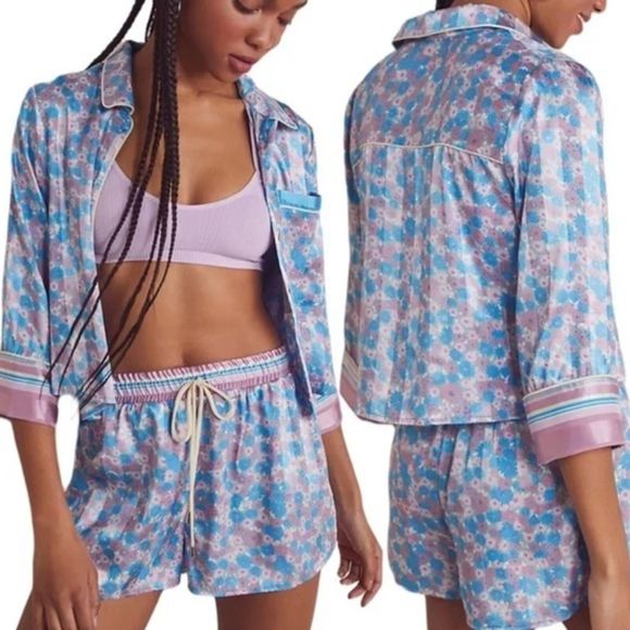 Free People Other - Sold FREE PEOPLE Pillow Talk Pajamas In Cool Lavender Combo Womens Size large